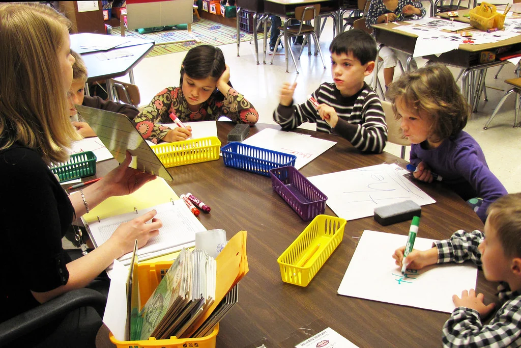 A small classroom group learning together